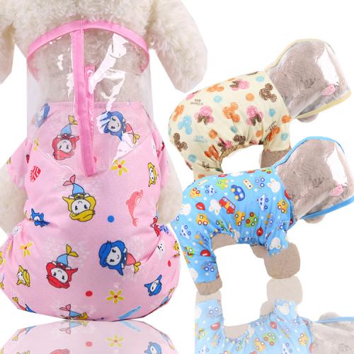 Dog Raincoat Allinclusive Transparent Fourlegged Waterproof Pet Clothes Supplies Dog Rain Coats Teddy Bear Print