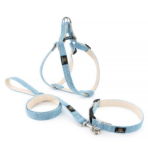 Eco Friendly Recycled Hemp Dog Harness With Matching Leash Collar Sustainable Pet Dog Set