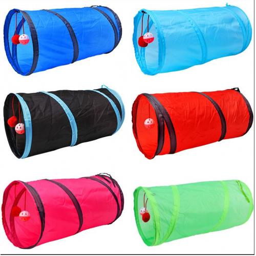 Folding Cat Tunnel Twochannel Cat Tunnel Foldable Cat Tunnels Bed Interactive Pet Toy Pet Supplies With Bell Plush Balls