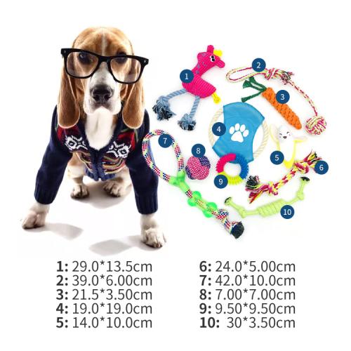Manufacturer Direct Sales 10 Packs Toy Set Dental Custom Cotton Durable Rope Dog Chew Set Pet Toy Ball