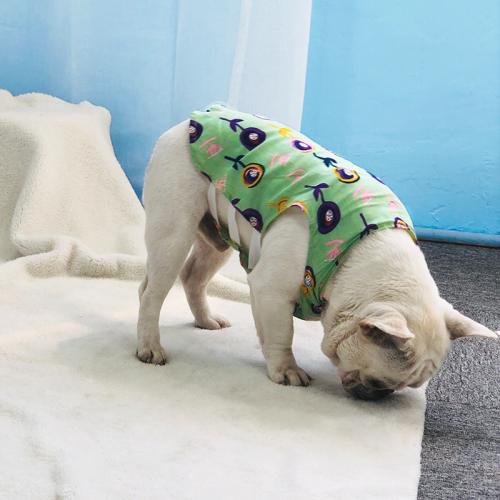 OEM Fashionable Cotton Pug Bull Dog Cloth Dog Clothes Pets Summer Pet Clothes With Flower Printed
