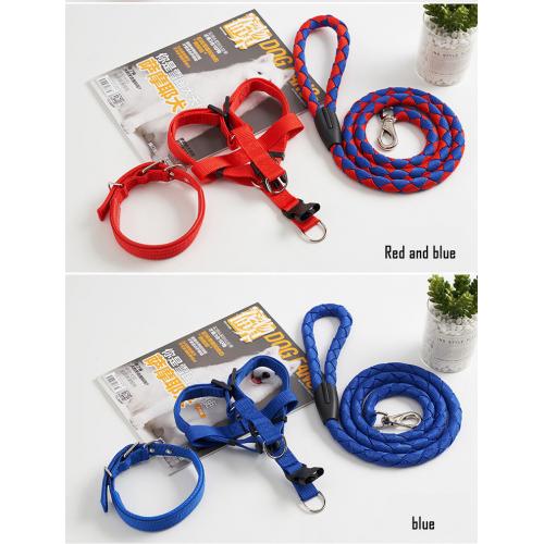 Pet Chest Harness Dog Collar Pet Supplies Nylon Dog Chain Threepiece Set Lengthened Dog Leash XL Size