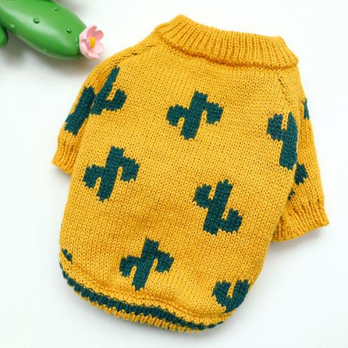 Pet Clothing Sweaters Dog Clothes Yellow Cactus Dog Sweater Pets