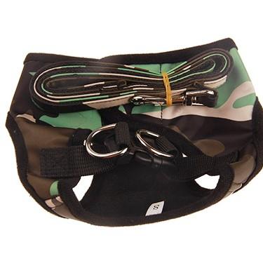 Pet Dog Harness Chest Back With Rope Pet Training Army Green