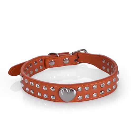 Rhinestone Pet Collars PU Leather Crystal Diamond Puppy Pet Collar Choker Cat Necklace Collars Leashes Dog