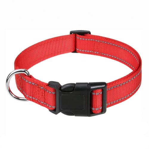 Small Medium Large Puppy Safety Nylon Pet Collars Outdoor Reflective Adjustable Dog Collar With Buckle