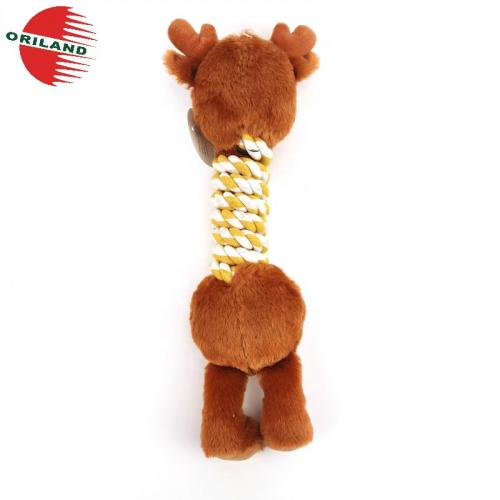 Soft Plush Elk Pet Toy Cotton Rope Dog Chew Squeak Dog Toy