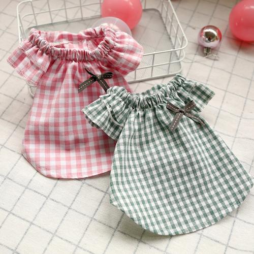 Spring summer Small Puppy Pet Dog Clothes Teddy Beige Puppy Pet Dog Clothing Bow Tie Plaid Doll Shirt Dog Clothing