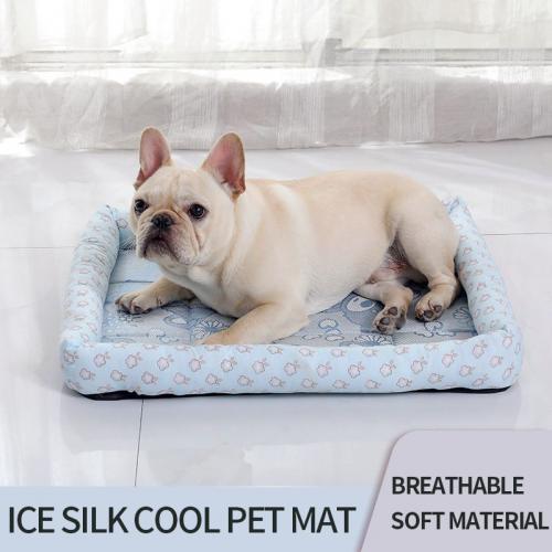 Summer Cool Breathable Waterproof Comfortable Easycleaning Square Pet Bed With Bamboo Sticks Mat