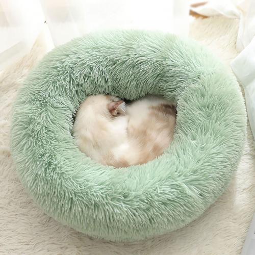 Super Soft Long Plush Round Pet Kennel Deep Sleep Velvet Cushion  
