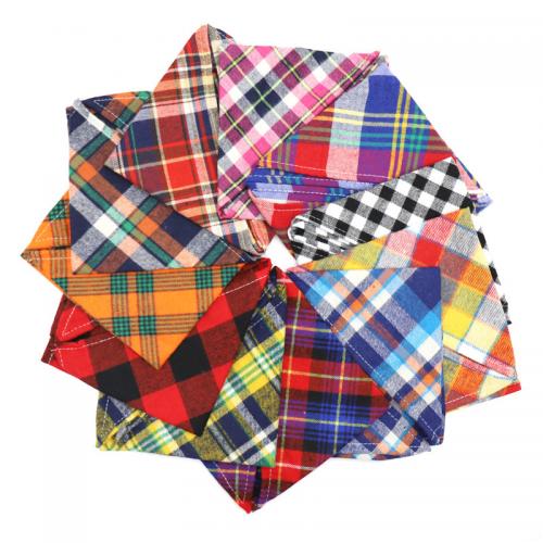 Washable Triangle Bibs Scarfs Dog Bandana Pet Cotton Adjustable Double Layer Printed Plaid Triangle Dog Bandana