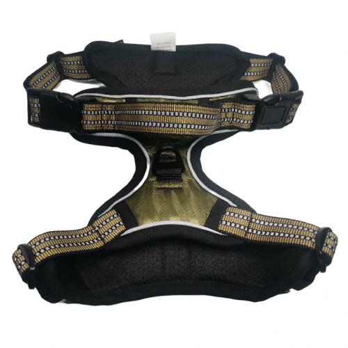 Whole Sale Pet Dog Reflective Harness Brown Vest Polyester Oxford With Breathable Air Mesh Lining