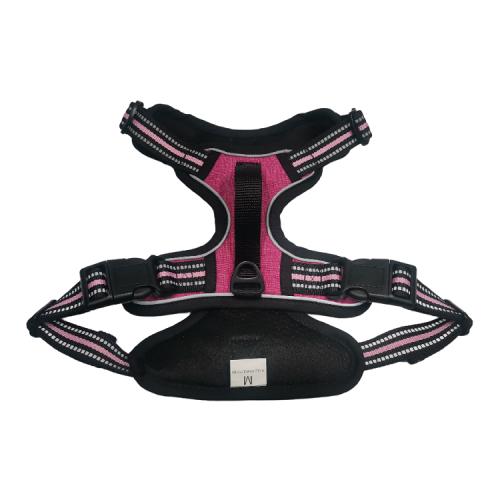 Whole Sale Pet Dog Reflective Harness Pink Vest Polyester Oxford With Breathable Air Mesh Lining