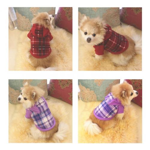 Wholesales Pet Dog Clothes Autumn Winter Large Size Hoodies Plaid Dog Clothing Sweater Medium Large Dogs