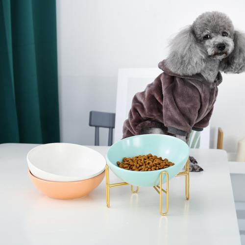 3 Colors Ceramics Dog Cat Food Water Bowl Protection Neck Pet Bowl