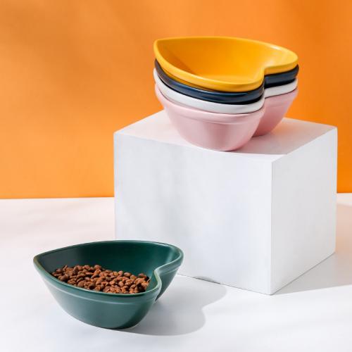 450ml Ceramic Pet Bowl Prevent Blackhead Cat Heart Ceramic Bowls