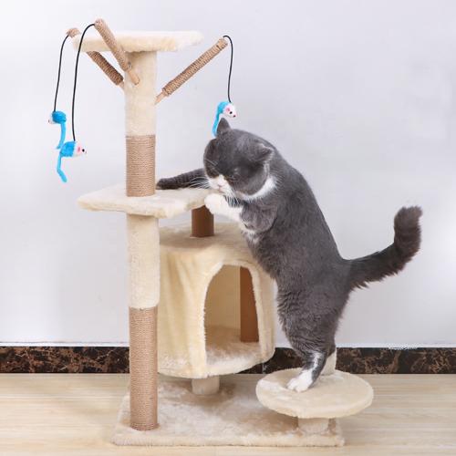 Amazon Durable Multi Level Sisal Plush Large Wood Tower Cat Scratcher Tree