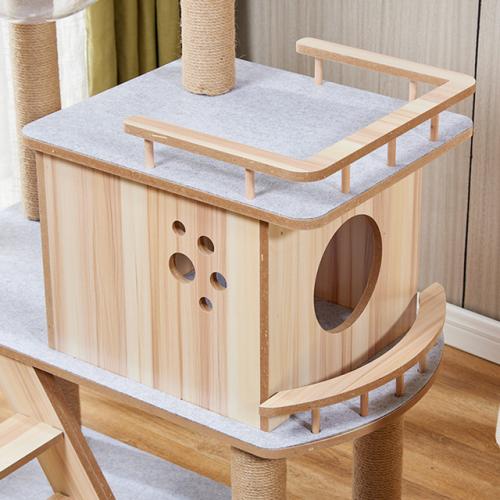Cat Scratching Tree Wooden Cat Tree House Climbing Frame