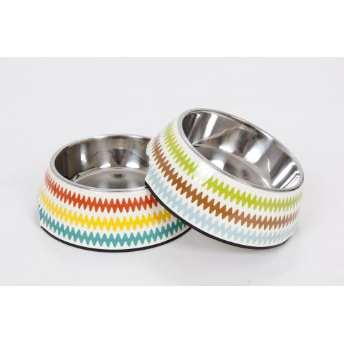 Colors Food Water Melamine Stainless Steel Dog Printed Bowl Pet Food Feeding Dishes