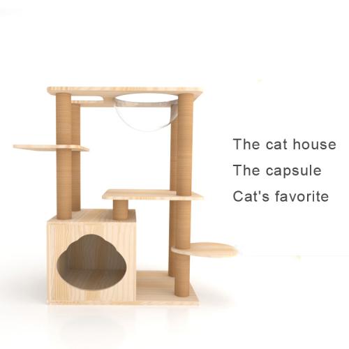 Convenient Capsule Cat Climbing Tree Increased Flexibility Cat Tree Wooden Pet Toy