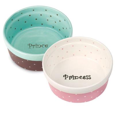 Direct Ceramic Ceramic Pet Bowl Custom Shaped Decorative Polka Dot Dog Food Bowl