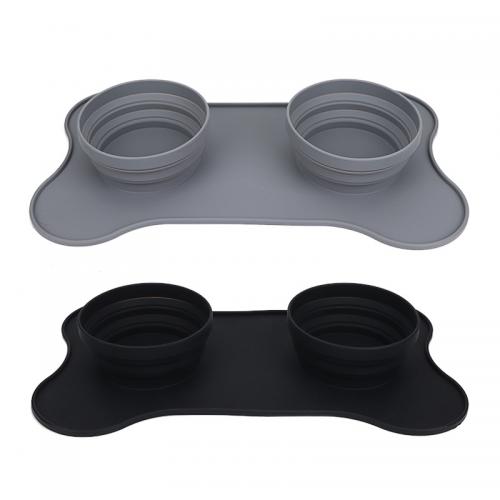 Dog Cat Bowls Double Dog Food Water Bowls With NoSpill NoSkid Silicone Mat Pet Feeder Bowls Puppy Kittens