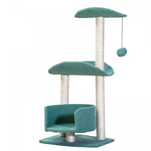 Green Double Leaf Stable Firm Sisal Cat Climbing Frame Wall Cats