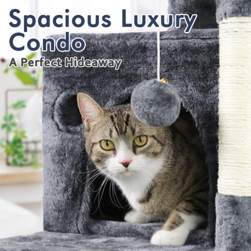 Indoor Kitty Climbing Furniture Carpet Covered Kitten Activity Cat Tree Tower With Scratching Posts