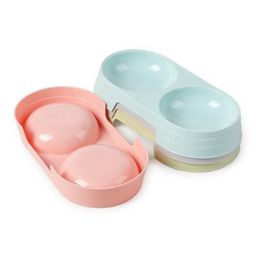 Ing Stainless Healthy Double Pink Firm Plastic Feeder Food Pet Bowl