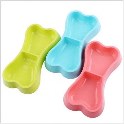 Kingtale Bone Shape Plastic Pet Dog Bowl Food Feeder