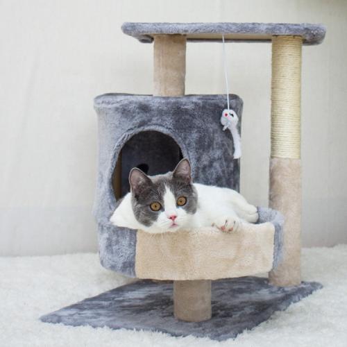 Medium Small Size Cat Climbing Frame Cat Scratch Board Short Plush Sisal Cat Tree House