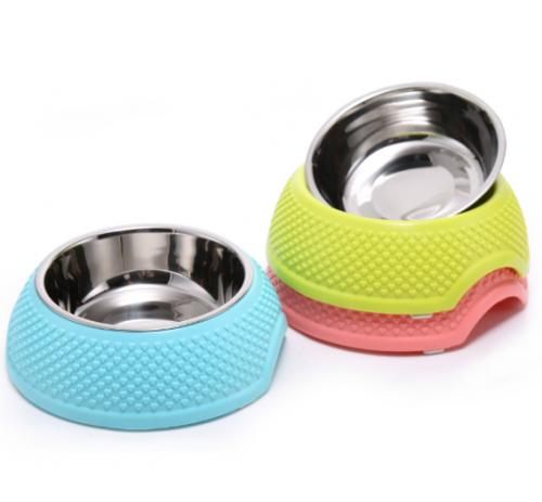 PP Stainless Steel Pet Bowl Heartshaped Dog Bowl