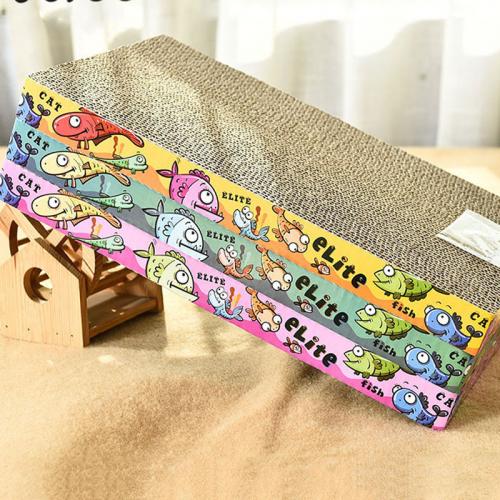 Pet Accessories Eco Cat Toy Cat Pet Accessories Long Scratching Board With Cartoon Fish Stickers