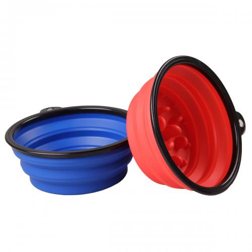 Plastic Durable Travel Folding Jungle Slow Food Dog Pet Bowl