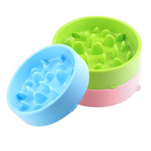 Plastic Pet Slow Food Water Bowl Feeder Bloat Stop Dog Food Interactive Puzzle Non Skid Feeder