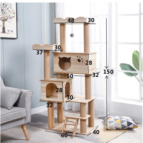 Solid Wood Cat Tree House Cat Nest Cat Scratch Board