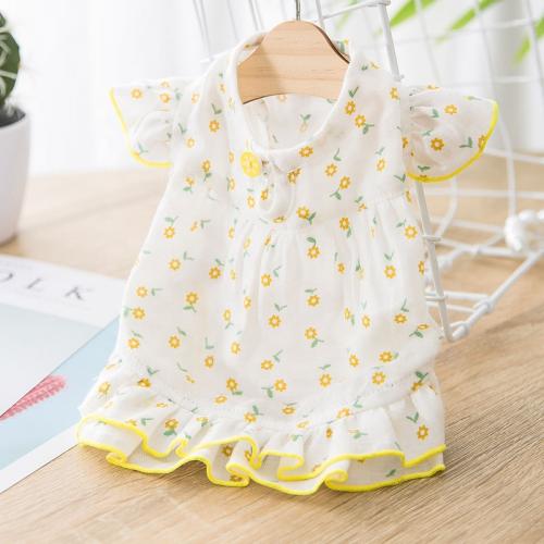 Spring Pet Thin Breathable Flower Shirt Cat Cute Dress Small Dog Summer Clothes