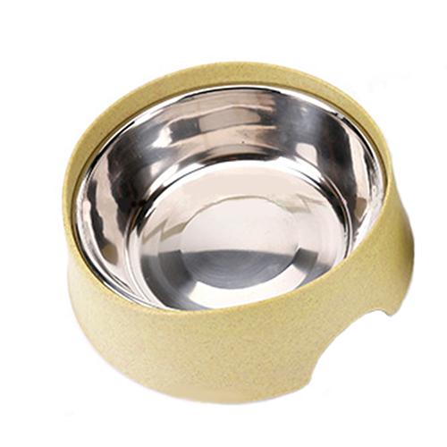 Wheat Straw Separate Portable Animal Stainless Steel Environmental Protection Pet Bowl Dog