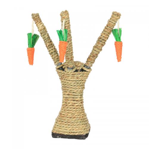 WoYing Sisal Woven Straw Cat Tree With Loofah Toy Pet Chew Toy Carrot Wooden Carrot Vegetable Toy