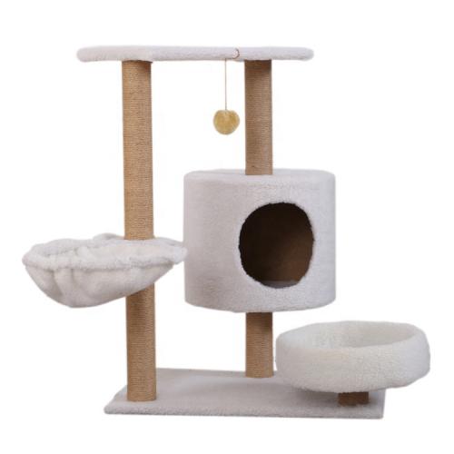 Wooden Cat Tree With House Bed Pet Cat Kitten Climbing Tower With Scratching Post