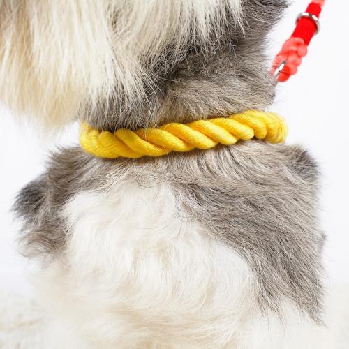 Custom Handwoven P Chain Adjustable Cotton Pet Collar Rainbow Gradient Color Dog Walking Collar
