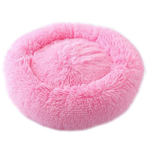 Custom Long Plush Warm Soft Round Cat Dog Pet Bed With PP Cotton