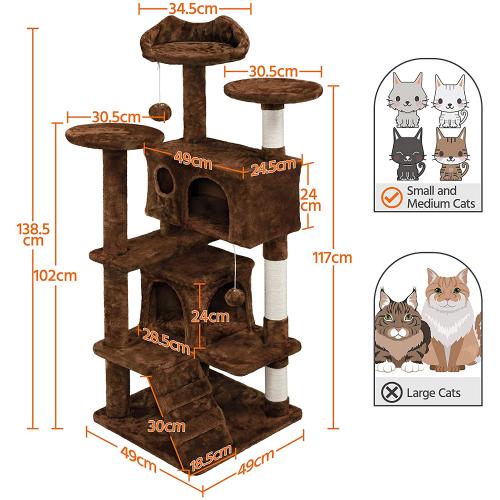 Pet Palace With 2 Cozy Condos 2 Thick Perches Scratching Ladder Kitten Toy Cat Scratching Post Cat Tree Tower