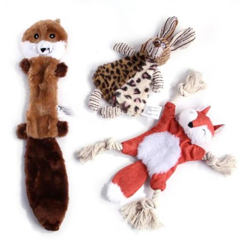 3 Packs No Stuffing Dog Animal Squeaky Crinkle Dog Toys Set