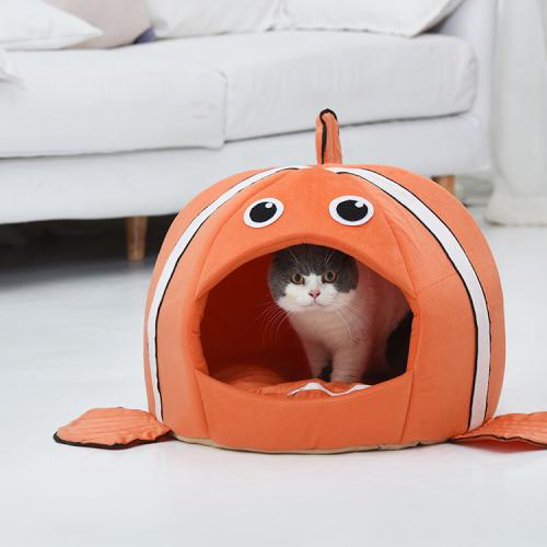 Custom Orange Fish Shape Washable Fluffy Plump Thick Pet Bed Mattress EcoFriendly Cat House