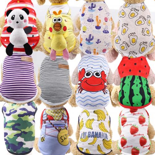 Small Dogs Chihuahua Pets Clothing Cat Outfit Cartoon Puppy Dog Vest Shirt Summer Pet Clothes